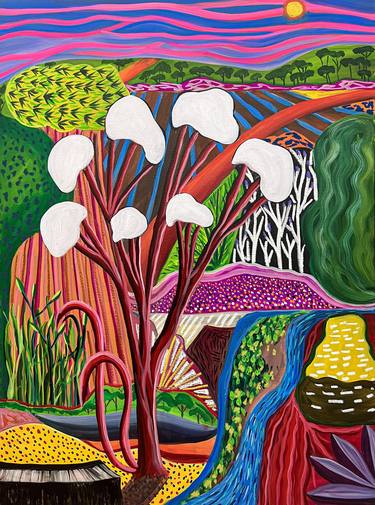 Original Abstract Expressionism Landscape Painting by Anindita Dasgupta