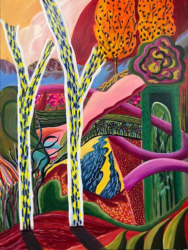 Original Abstract Expressionism Landscape Painting by Anindita Dasgupta