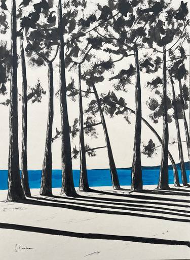 Original Art Deco Boat Painting by Frederic Cadiou