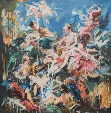 Original Abstract Expressionism People Painting by Mandy Racine