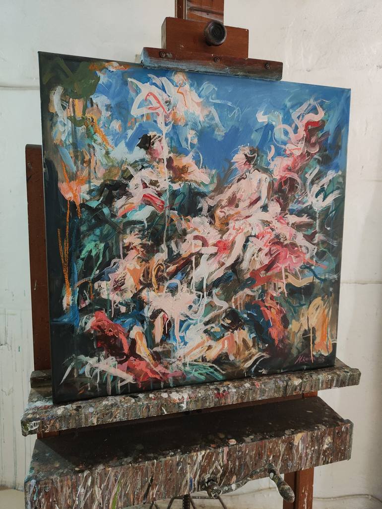 Original Abstract Expressionism People Painting by Mandy Racine
