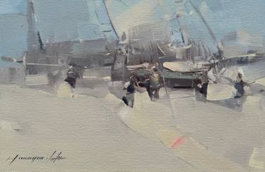 Original Impressionism Boat Painting by Vahe Yeremyan