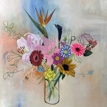 Original Pop Art Floral Painting by Zoe Moss