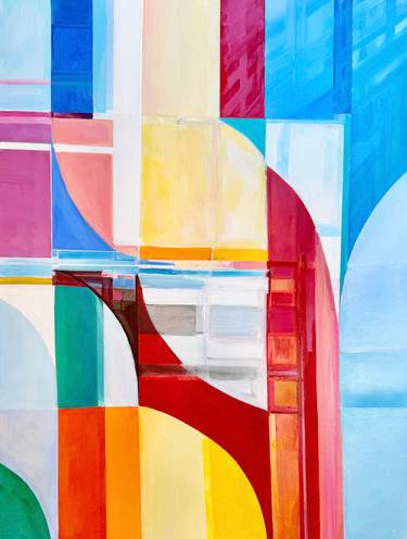 Original Abstract Geometric Painting by Seda B Saar