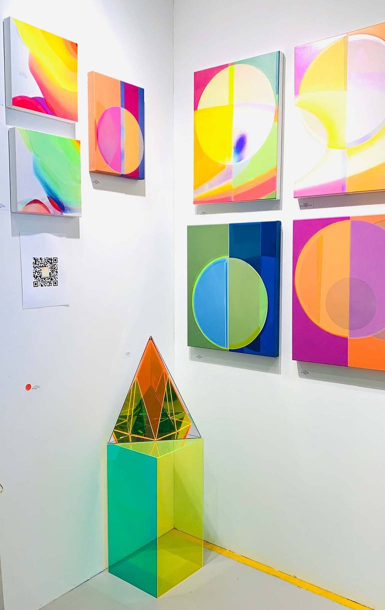 Original Abstract Geometric Mixed Media by Seda B Saar