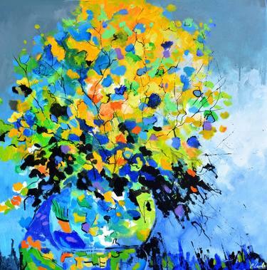 Original Impressionism Floral Painting by Pol Ledent
