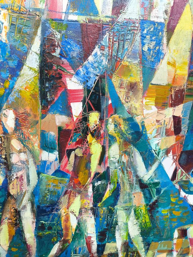 Original Cubism Beach Painting by Narinart Armgallery